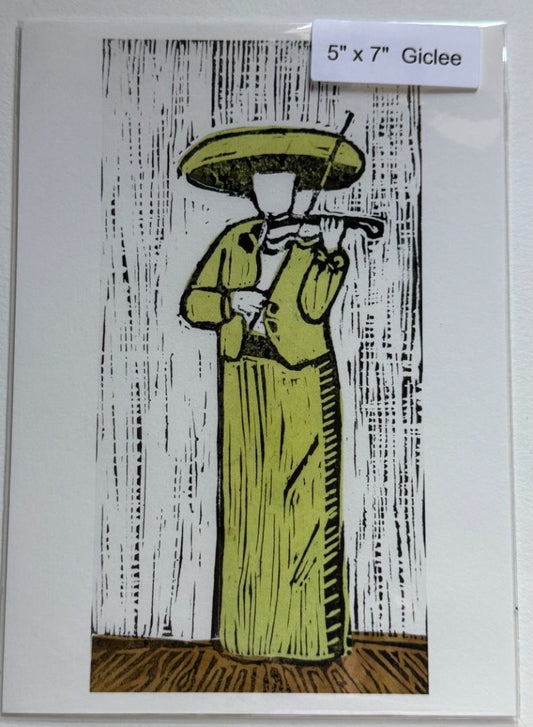 Mariachi Giclée Print – 5x7" Mexican Music Relief Art