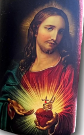 Mexican Sacred Heart Clay Candle Holder – Handmade Faith Decor for Prayer Altar or Shrine