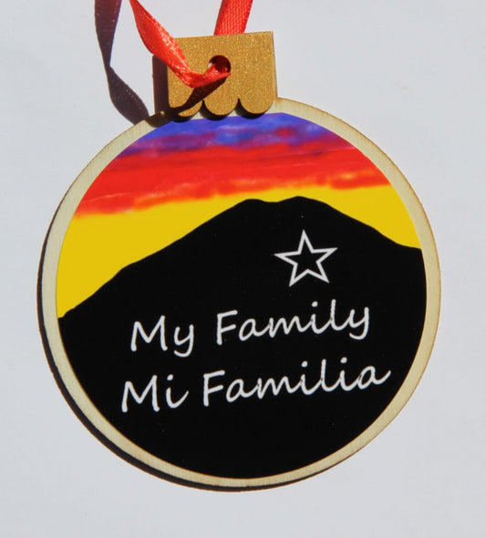 Ornament Mi Familia, Wood Round 3.77 X 4.29In - Ysleta Mission Gift Shop