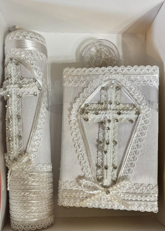 “Mi Primera Comunión” Kit in Spanish – Candle Rosary & Bible Gift Set for First Communion