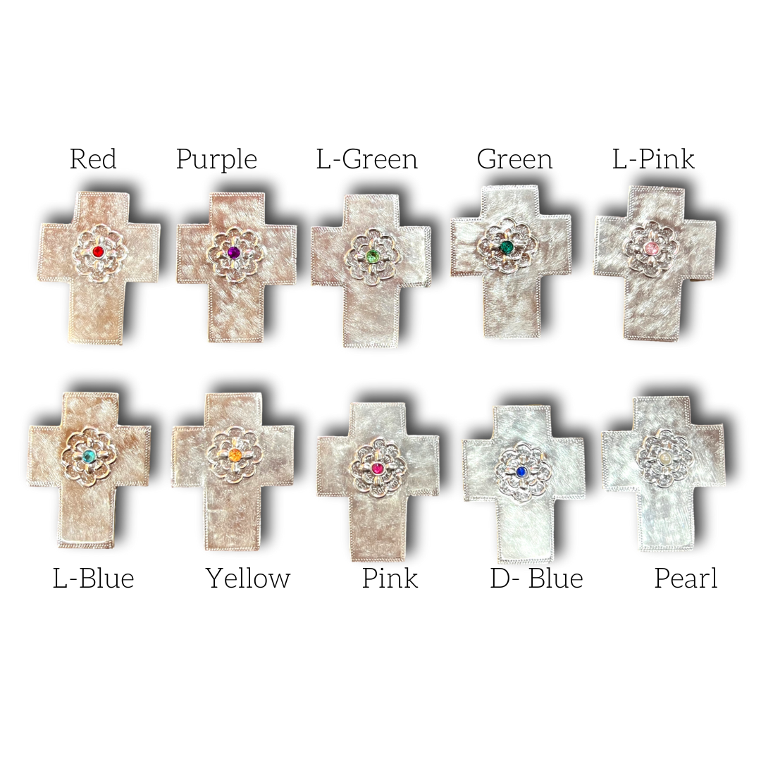 Mini Wood Cross Birthstone 3x2 Inch Hand-Embossed Aluminum | Real Wood | Personalized Faith Gift