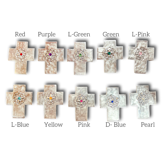 Mini Wood Cross Birthstone 3x2 Inch Hand-Embossed Aluminum | Real Wood | Personalized Faith Gift