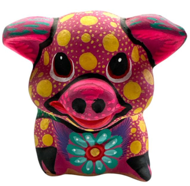 Mini Ceramic Piggy Bank – Hand-Painted Mexican Folk Art Bank (4" x 6.5")