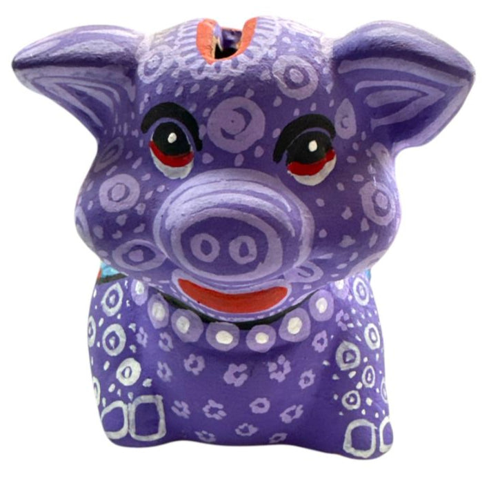 Mini Ceramic Piggy Bank – Hand-Painted Mexican Folk Art Bank (4" x 6.5")