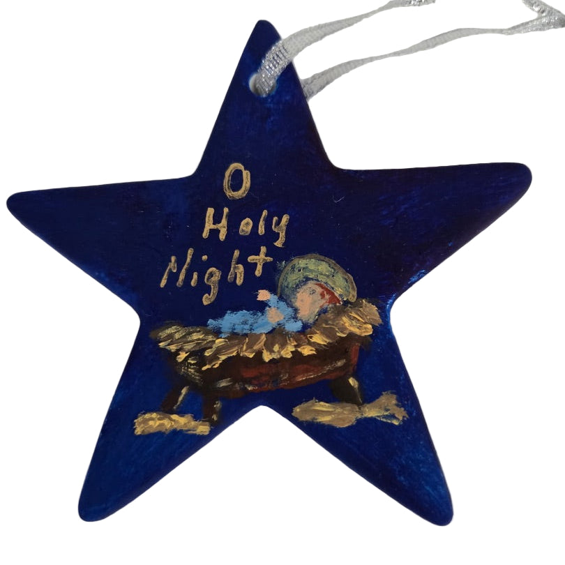 O Holy Night Star Ceramic Ornament | Hand-Painted Christmas Decor