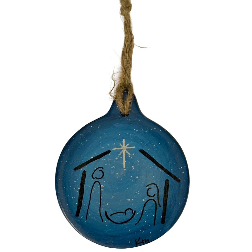 Ornament Blue Nativity Ornament 3.5x3.5in - Ysleta Mission Gift Shop