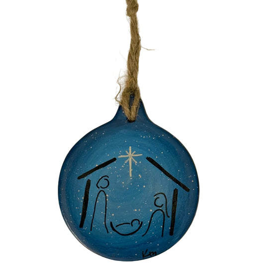 Ornament Blue Nativity Ornament 3.5x3.5in - Ysleta Mission Gift Shop