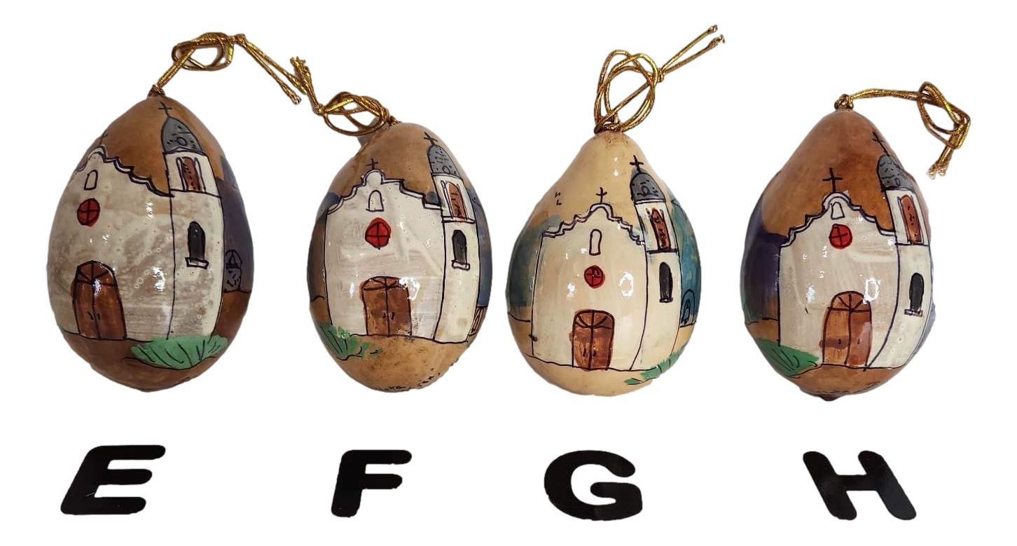 Ornaments Gourd Egg Shaped Ysleta Mission Franklin Mountains Handcrafted By Local El Paso Artist Sandy-2
