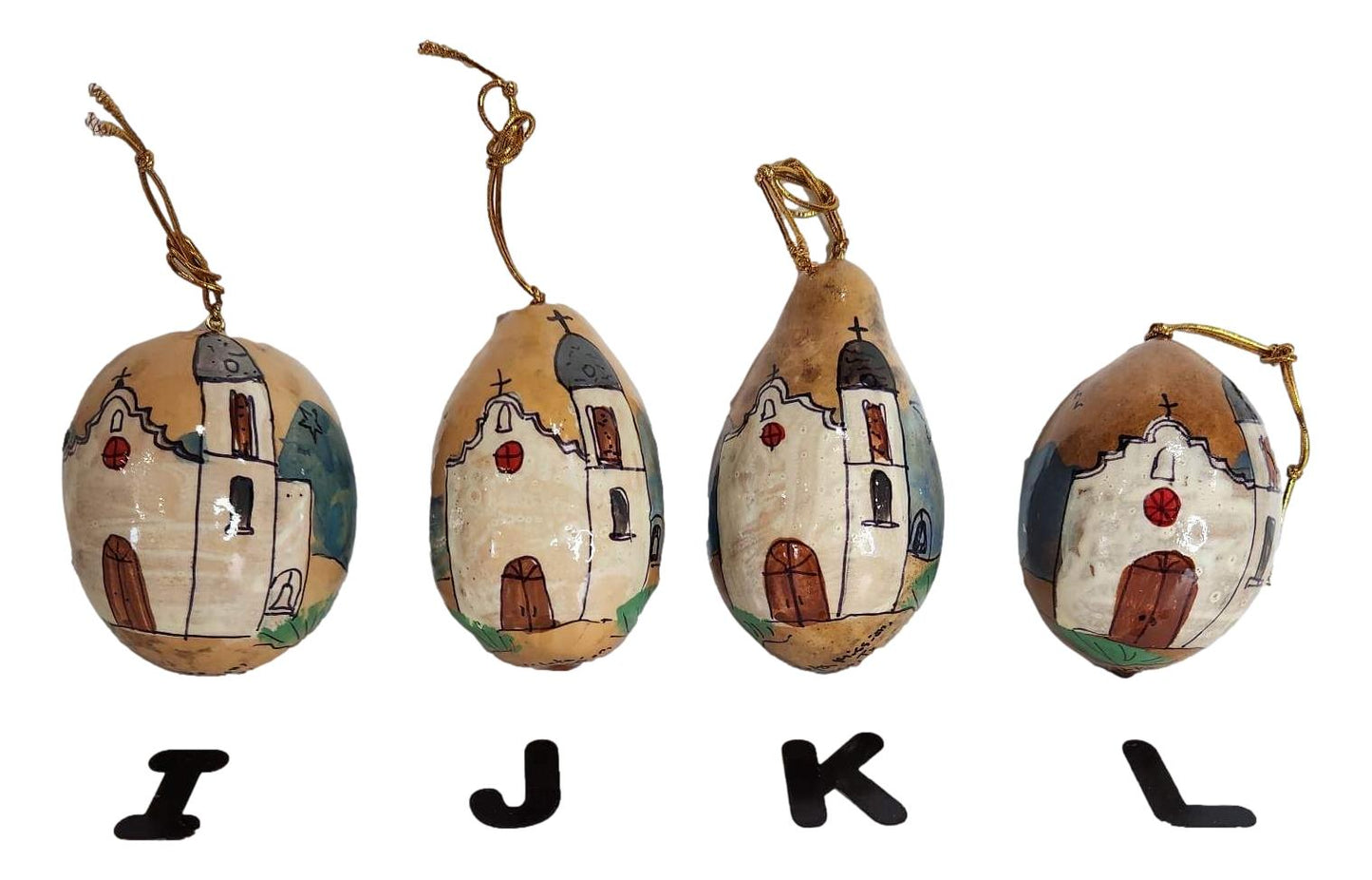Ornaments Gourd Egg Shaped Ysleta Mission Franklin Mountains Handcrafted By Local El Paso Artist Sandy