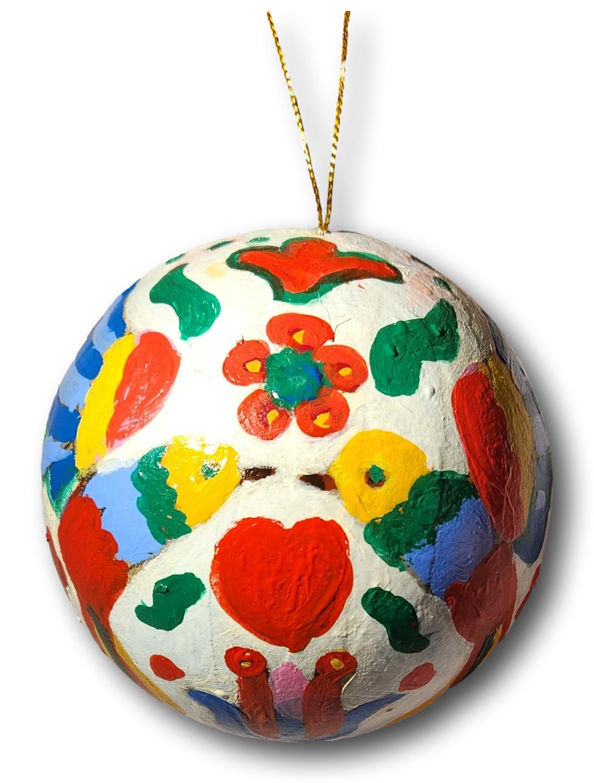 Hand-Painted Otomi Patterned Sphere Ornaments – Unique Holiday Decor