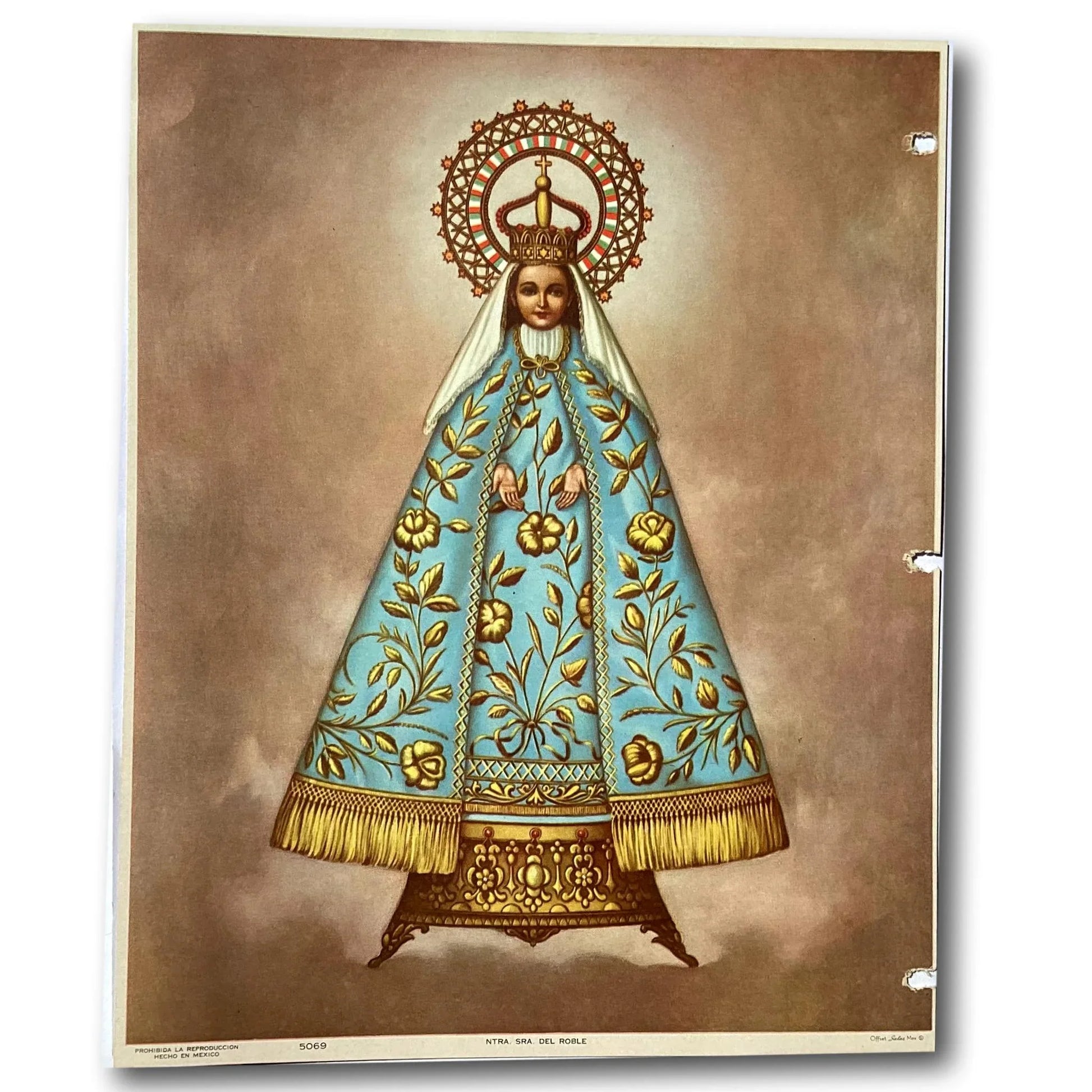Out-of-Print Religious Image – Our Lady of the Oak / Nuestra Señora del Roble – New Old Stock - Ysleta Mission Gift Shop