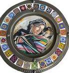 Round Tin Frame with 'Motherhood' Acrylic Painting – Handmade Decorative Art 30x30