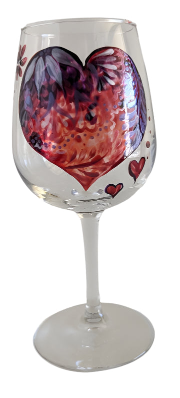 Exquisite Valentine’s Wine Glass – Vibrant Red Rose Design