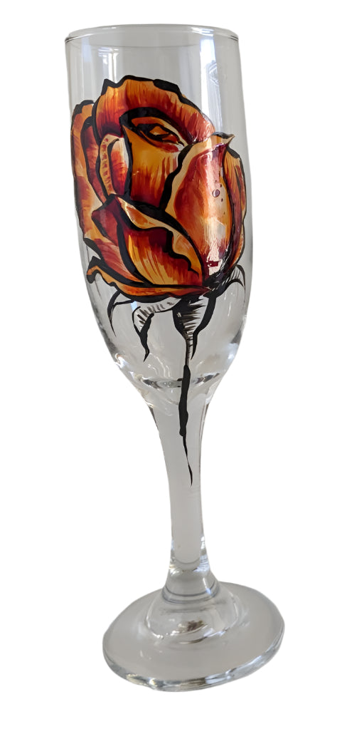 Romantic Red Rose Champagne Glass – Elegant Valentine’s Toast