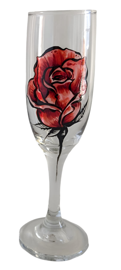 Valentine’s Red Rose Champagne Glass – Celebrate Love in Style