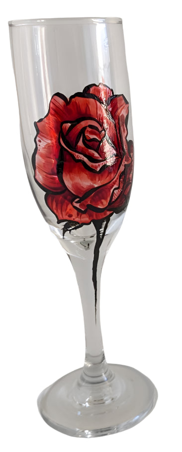 Valentine’s Red Rose Champagne Glass – Elegant & Romantic Toast