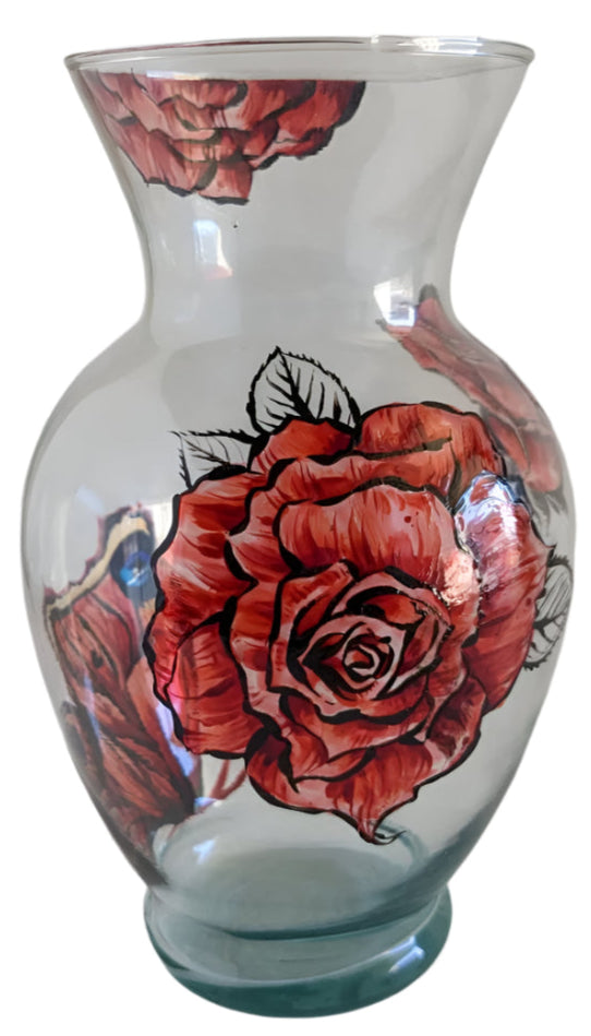 Elegant Decorative Vase – Rose & Butterfly Design