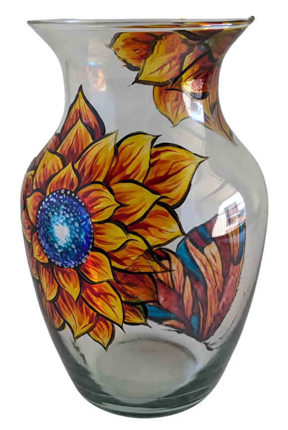 Sunflower & Butterfly Decorative Vase – Nature-Inspired Home Decor