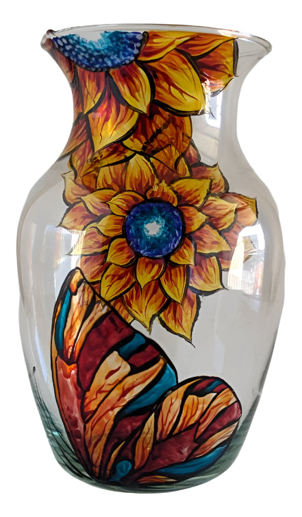 Sunflower & Butterfly Decorative Vase – Nature-Inspired Home Decor