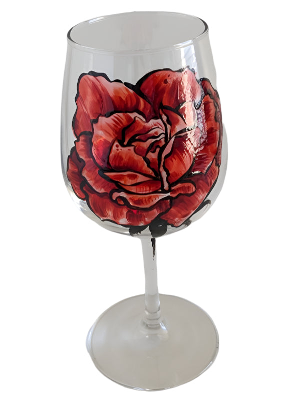 Decorative Glass Tumbler – Golden Red Rose Valentine’s Design