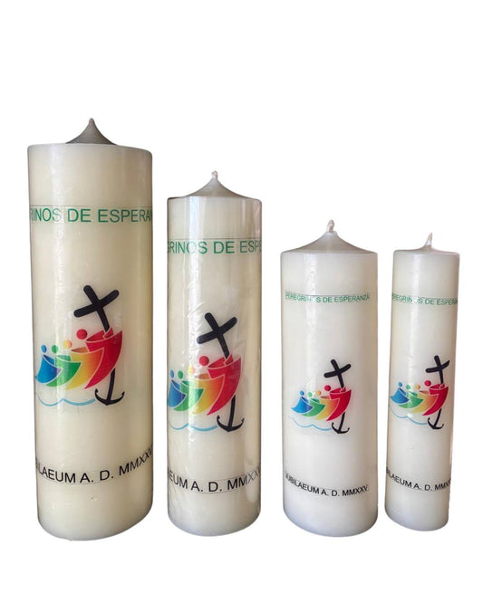 Peregrinos de Esperanza Prayer Candle  – Catholic Prayer and Devotion Gift - Ysleta Mission Gift Shop