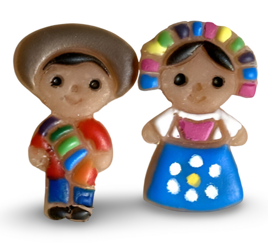 Polymer Clay Mexican Doll Stud Earrings – Handcrafted with Stainless Steel Posts A