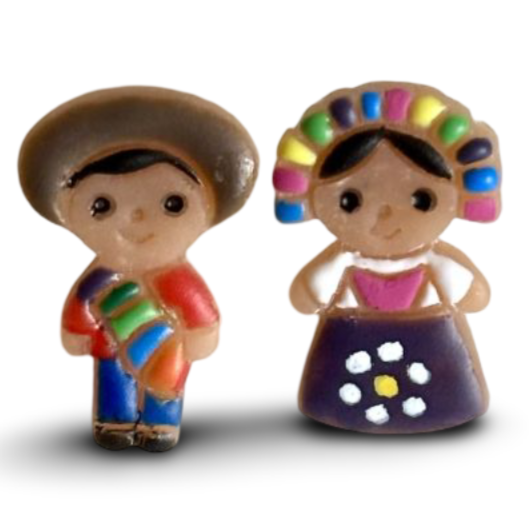 Polymer Clay Mexican Doll Stud Earrings – Handcrafted with Stainless Steel Posts B