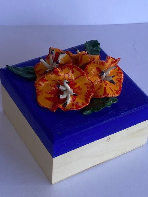 Handcrafted Wooden Keepsake Box with Floral Bas-Relief Design