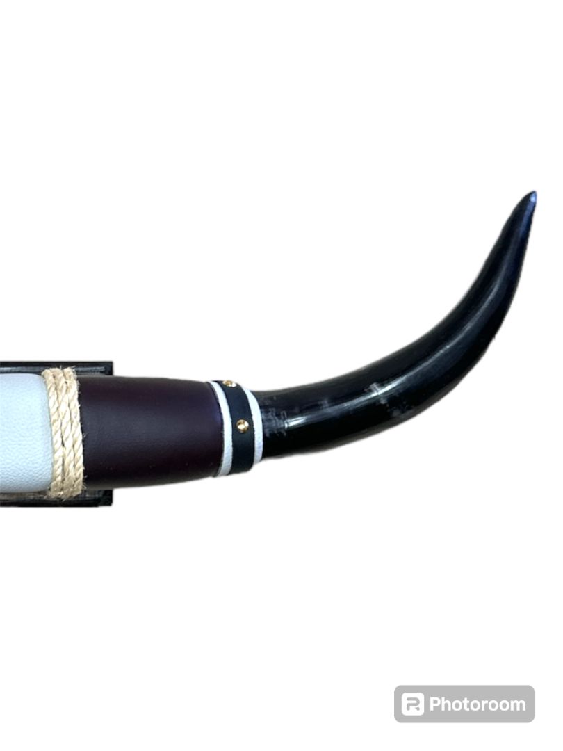 Medium Mounted Horns from Mexico – Ready-to-Hang 24.5" Polished Horns with Rustic Rope and Faux Fur for Cabin or Western-Themed Decoration