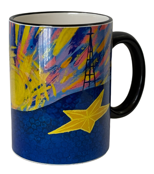 “Renewal” 15oz Ceramic Mug – El Paso Sunset & Golden Poppies Faith Gift