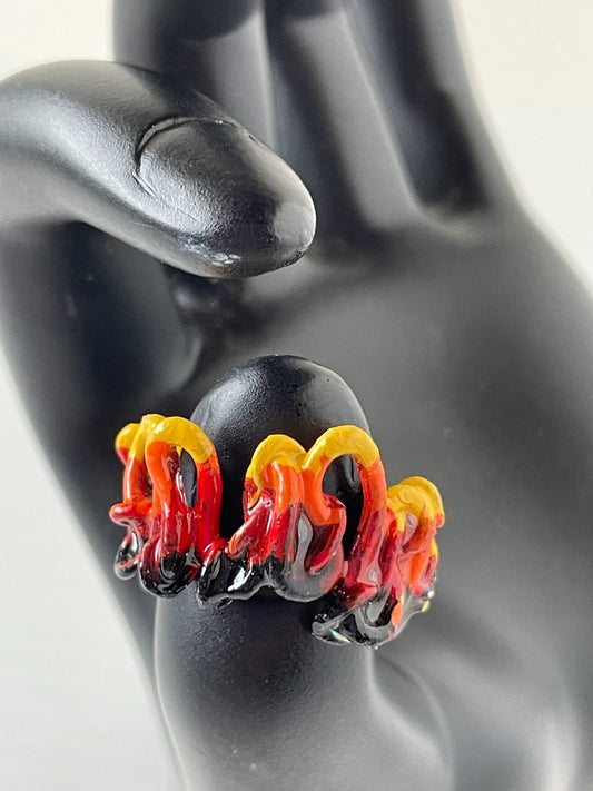 Ring Wire Fire Shaped Red Orange Yellow Size 6
