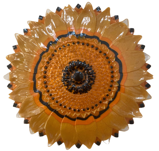 Round 11.5" Sunflower Decorative Plaque with Stones – Handcrafted Christian Home Decor
