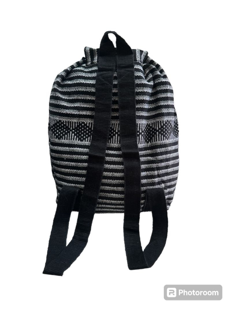 Pinzon Black Lines Backpack – Handcrafted Artisan Backpack from Mexico - Ysleta Mission Gift Shop