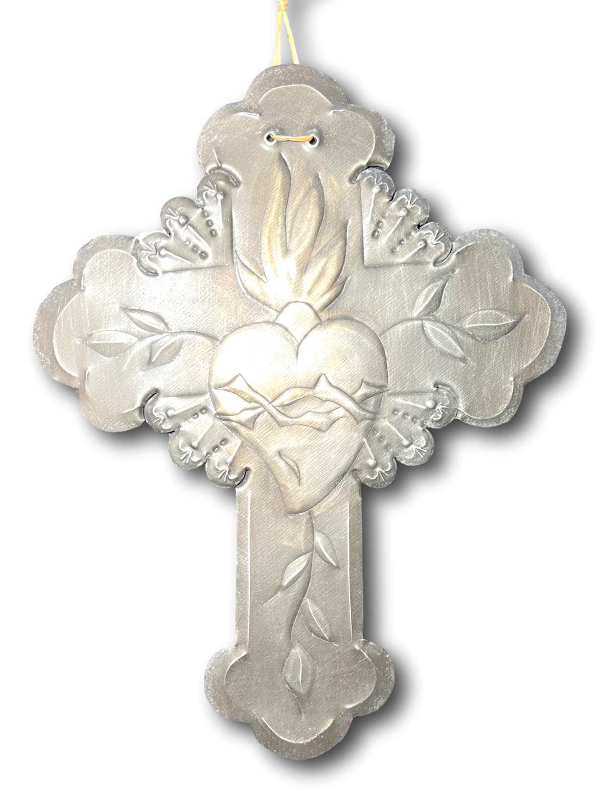 Sacred Heart of Jesus Repujado Tin Cross by Jerry Montoya – New Mexico ...