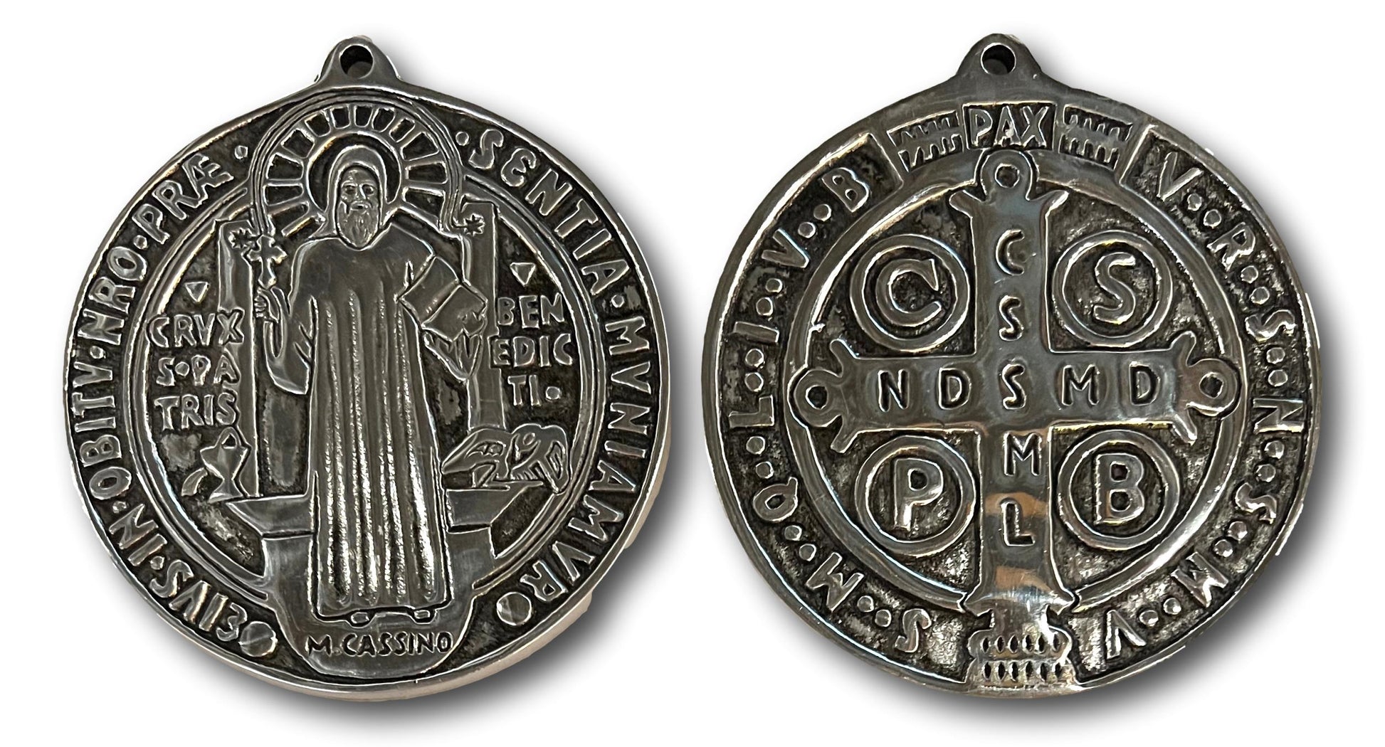 Saint Benedict Medal Medium – Pewter Double-Sided 5 x 4.5 Inches