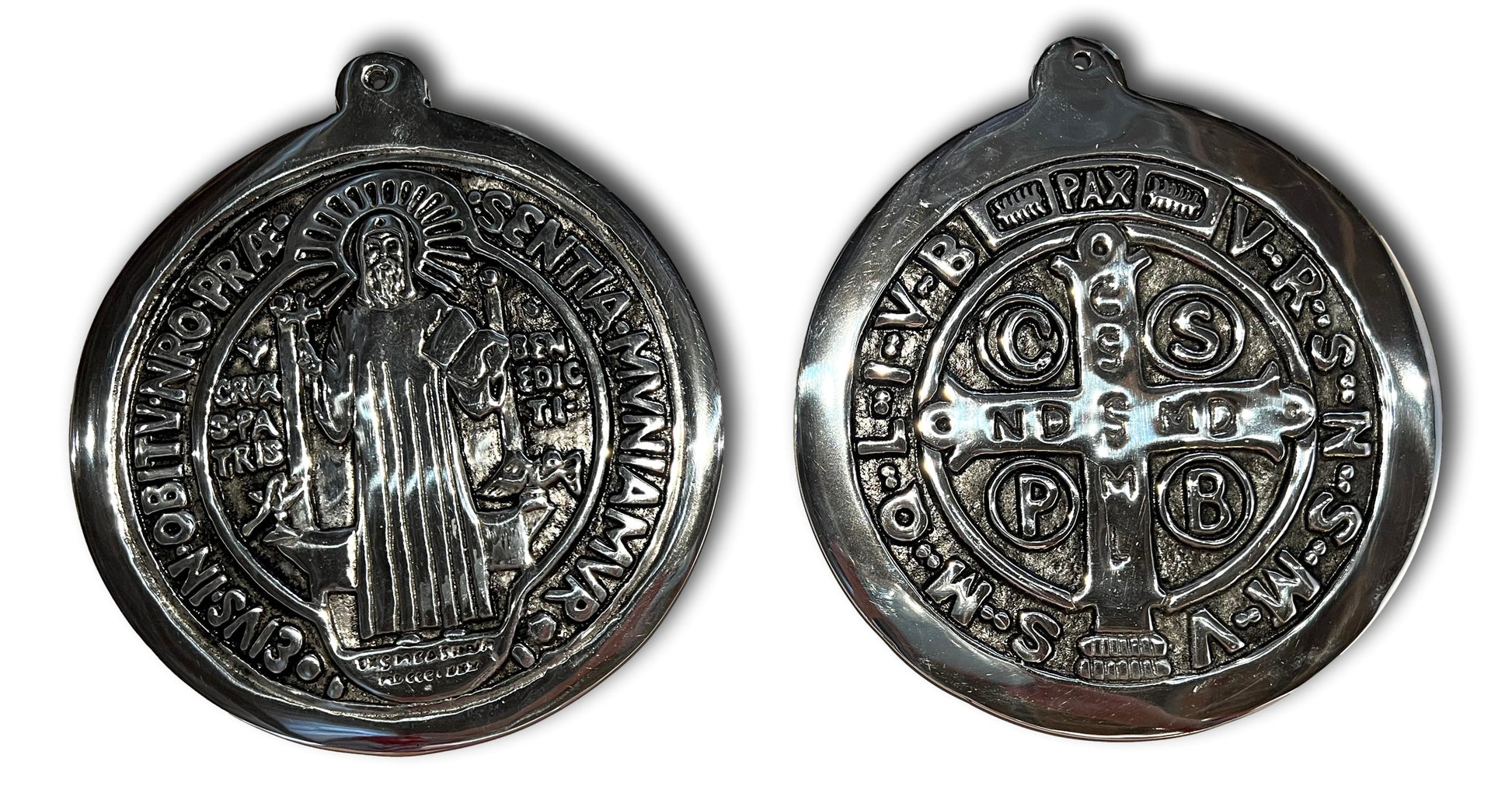 Saint Benedict Medal – Extra Large Handcrafted Pewter Devotional, 9" x  8"