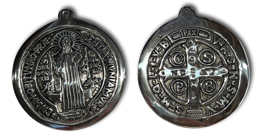 Saint Benedict Medal – Extra Large Handcrafted Pewter Devotional, 9" x  8"