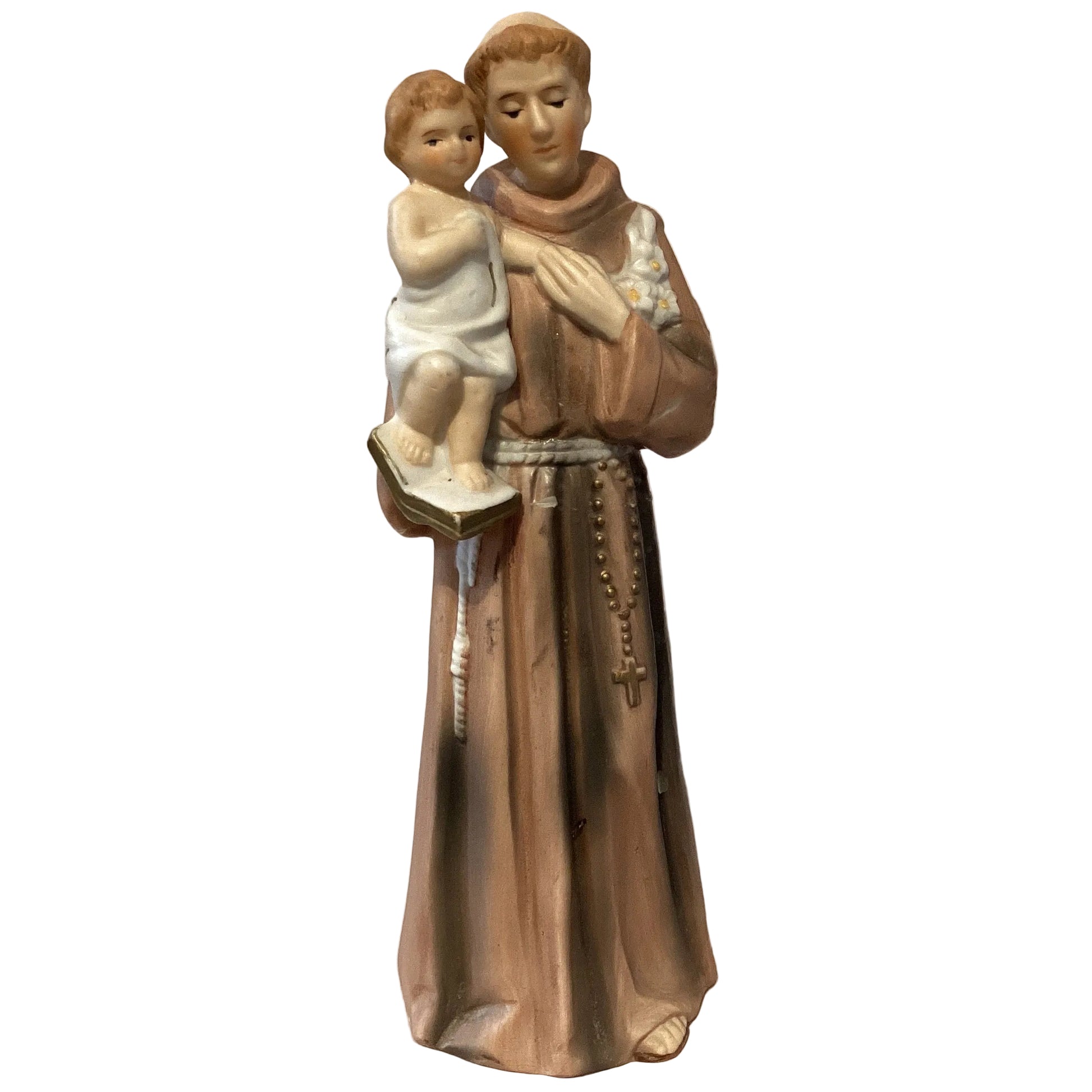 Ceramic devotional lamp of Saint Anthony, 9-inch Catholic Christian gift, featuring detailed statue and religious design.