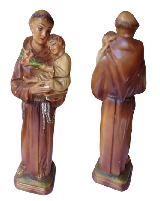 Saint Anthony with Jesus Child Chalkware Statue – 8.5" Italy