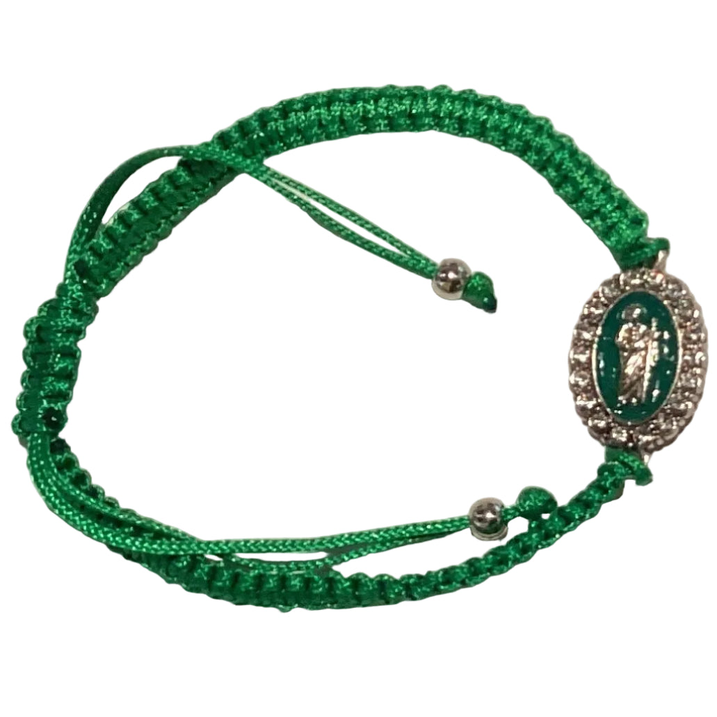 Saint Jude San Judas adjustable knotted thread faith bracelet with devotional medallion, Catholic Christian jewelry.