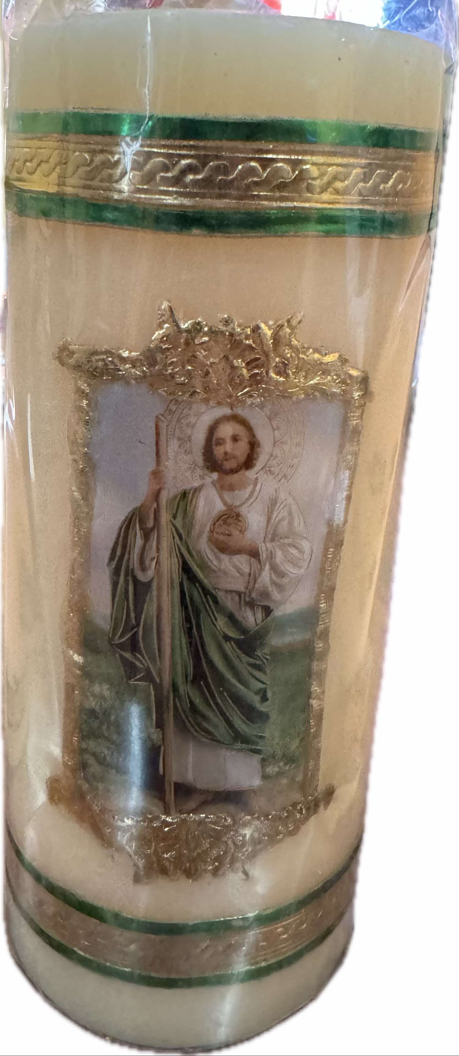 Saint Jude Thaddeus Candle – Handmade Devotional Light of Faith & Hope | Cirio de San Judas Tadeo – Luz Devocional de Fe y Esperanza Hecha a Mano - Ysleta Mission Gift Shop