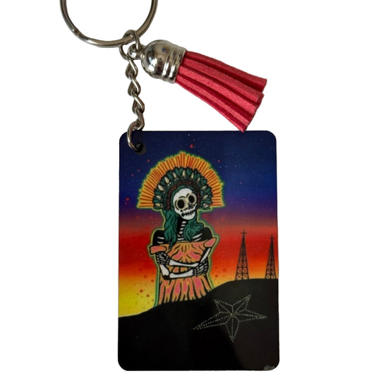 Senora de las Sombras Keychain – Double-Sided Art Tassel, Celebrate El Paso