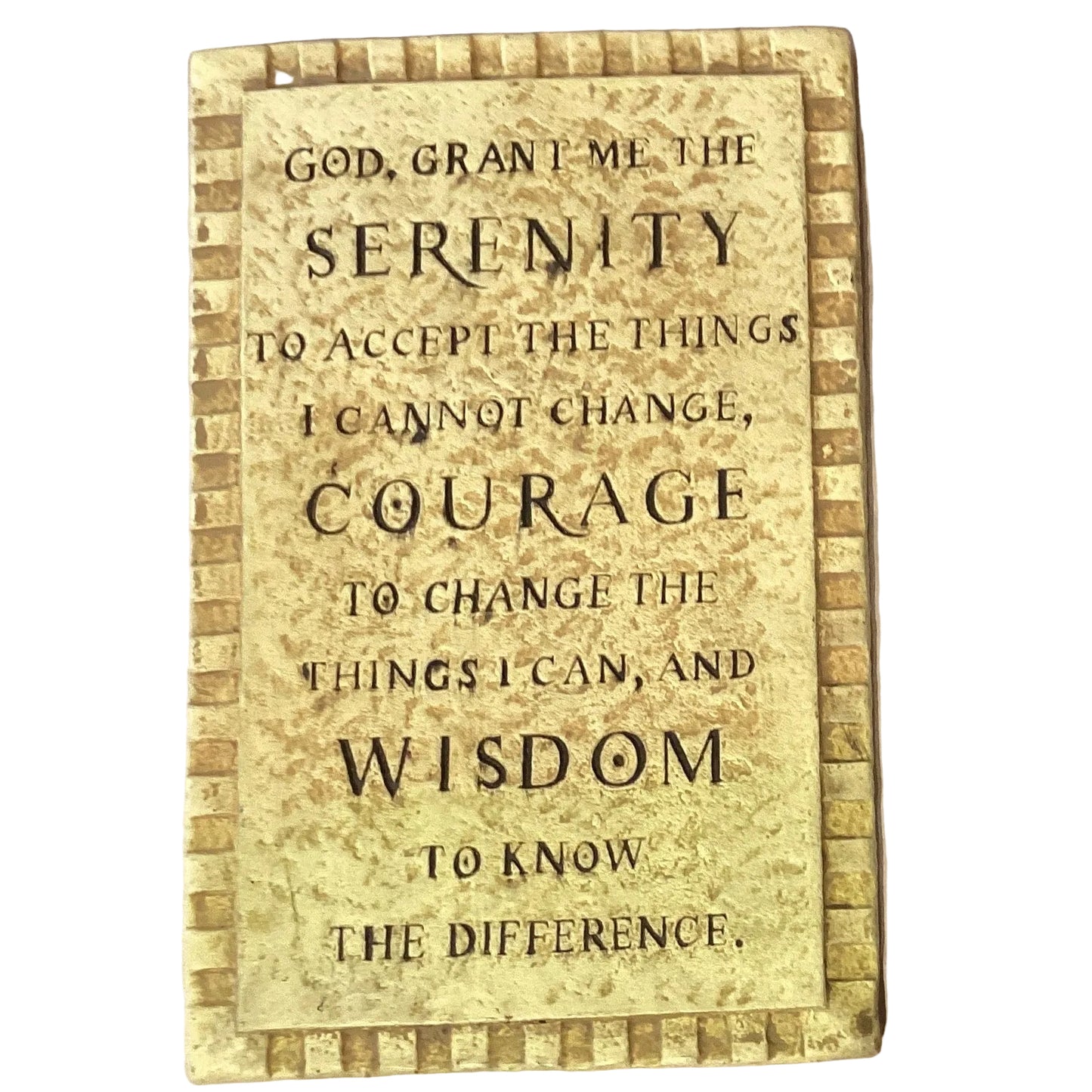 Gold Jesus bust religious wall plaque featuring Serenity Prayer with inspiring faith words, ideal for Christian devotional spaces.