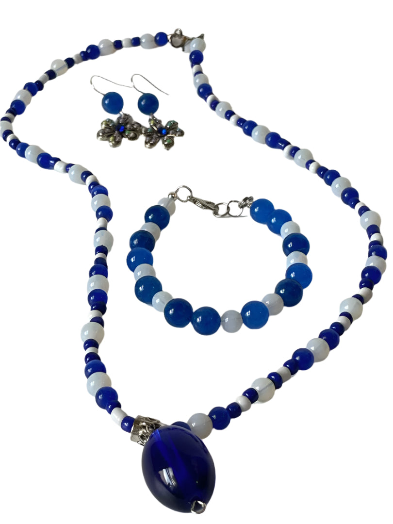 Vibrant Cross Jewelry Trio – Multi-Color Necklace, Bracelet & Earrings Gift Set