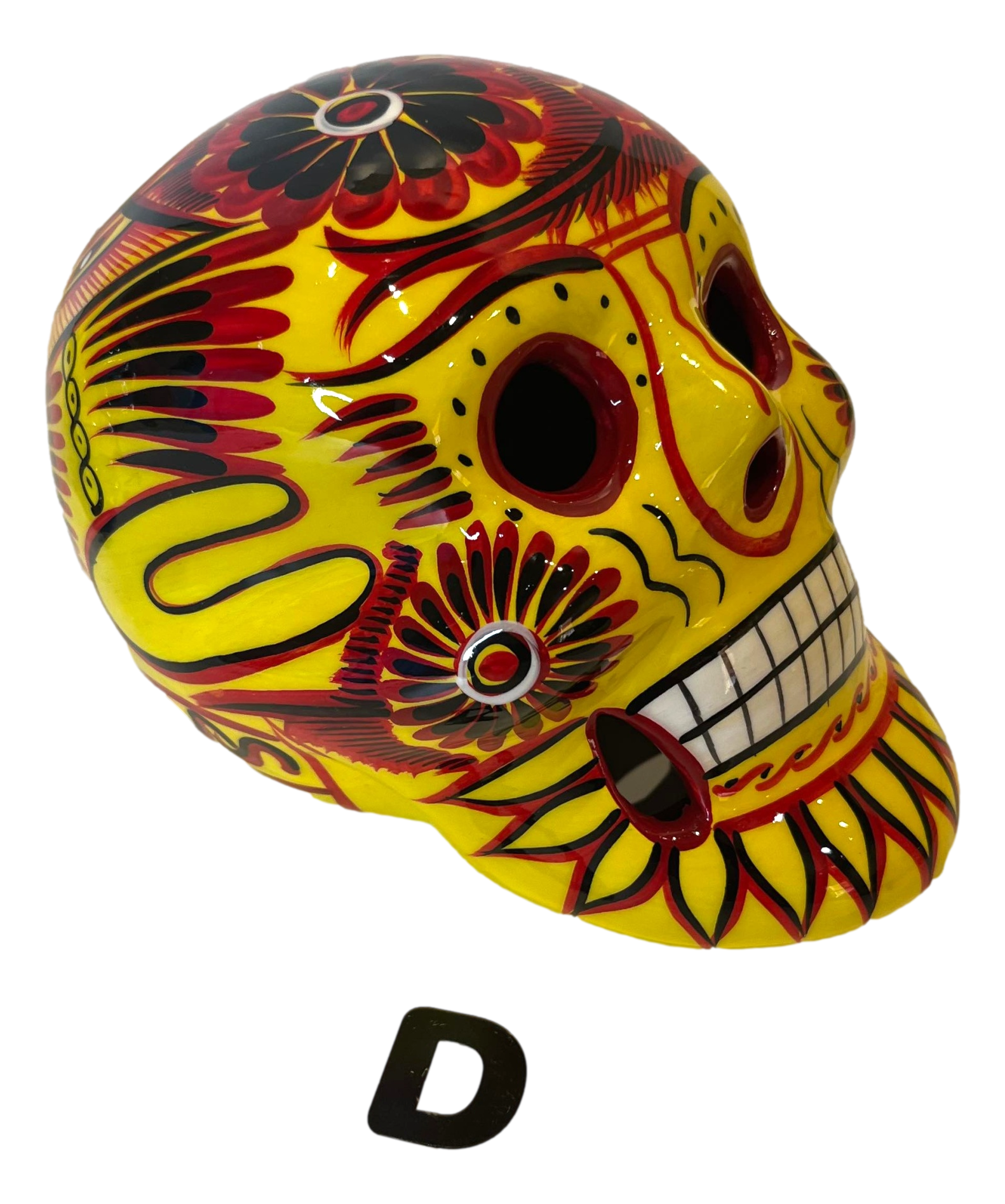 Skull Day Of The Dead Ceramic Glazed Medium Handcrafted-3