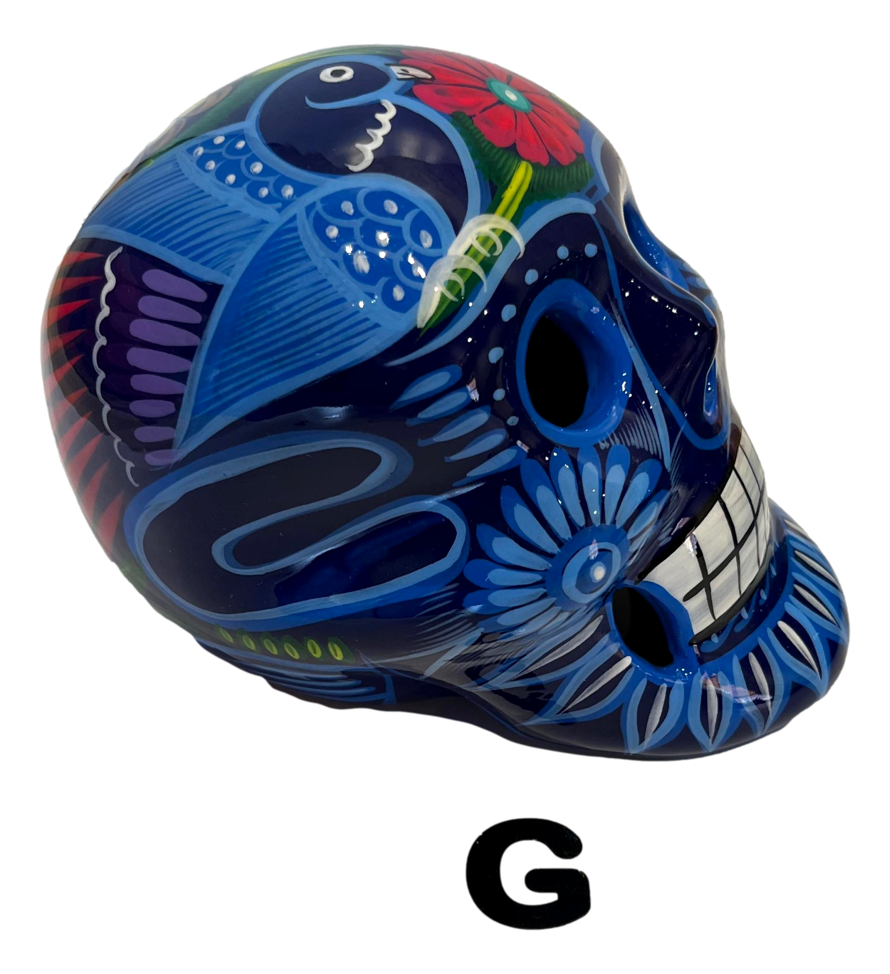 Skull Day Of The Dead Ceramic Glazed Medium Handcrafted