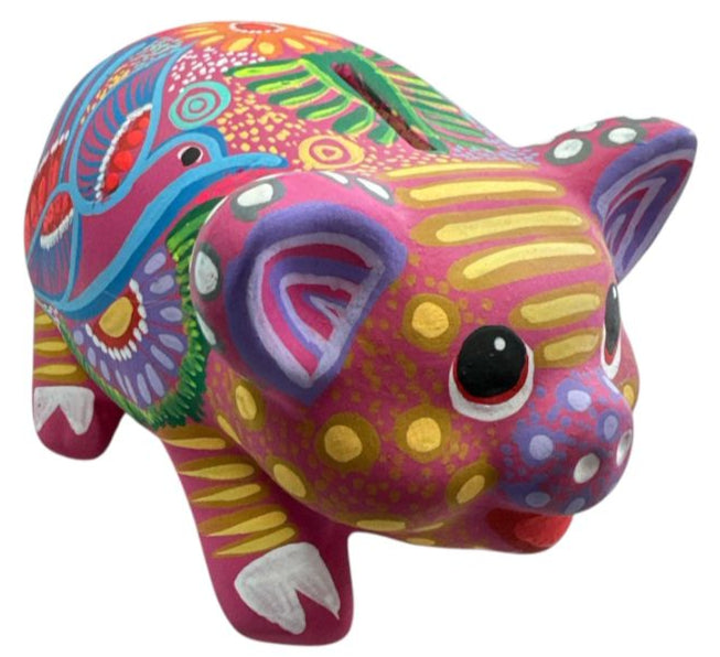 Small Ceramic Piggy Bank – One-of-a-Kind Hand-Painted Mexican Bank