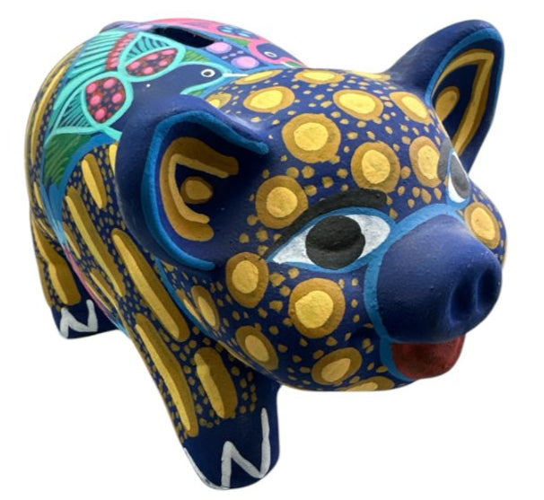 Small Ceramic Piggy Bank – One-of-a-Kind Hand-Painted Mexican Bank