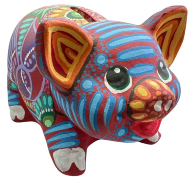 Small Ceramic Piggy Bank – One-of-a-Kind Hand-Painted Mexican Bank