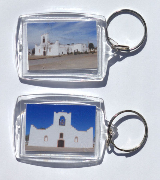 Socorro Mission Acrylic Photo Key Chain – Double-Sided (2 1/8" x 1 1/2")